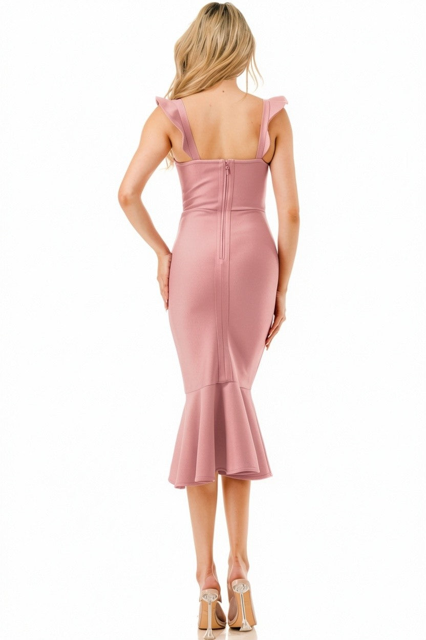 Scarlet Siren Corset Flare Bandage Midi Dress
