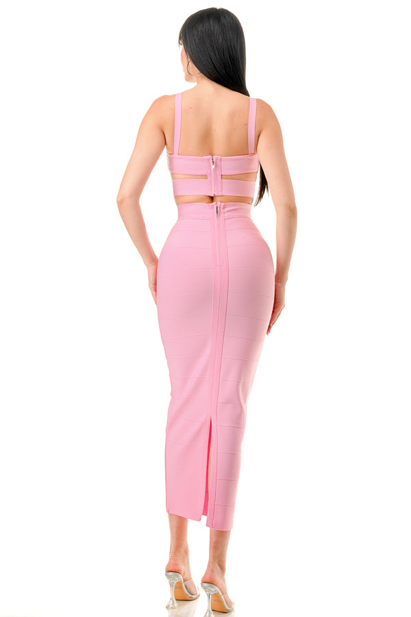 Midnight Cutout Bandage Skirt Set