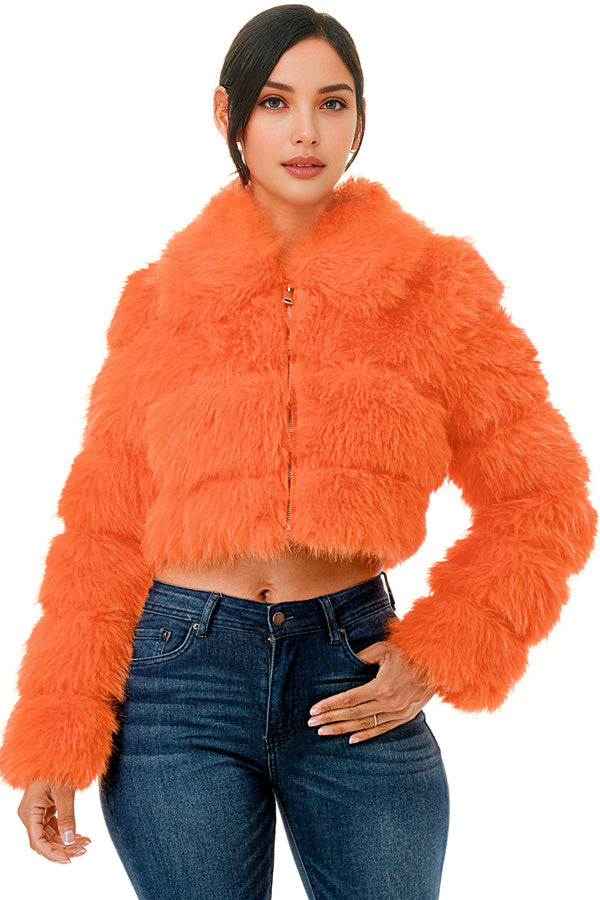 Envy Cropped Faux Fur Jacket