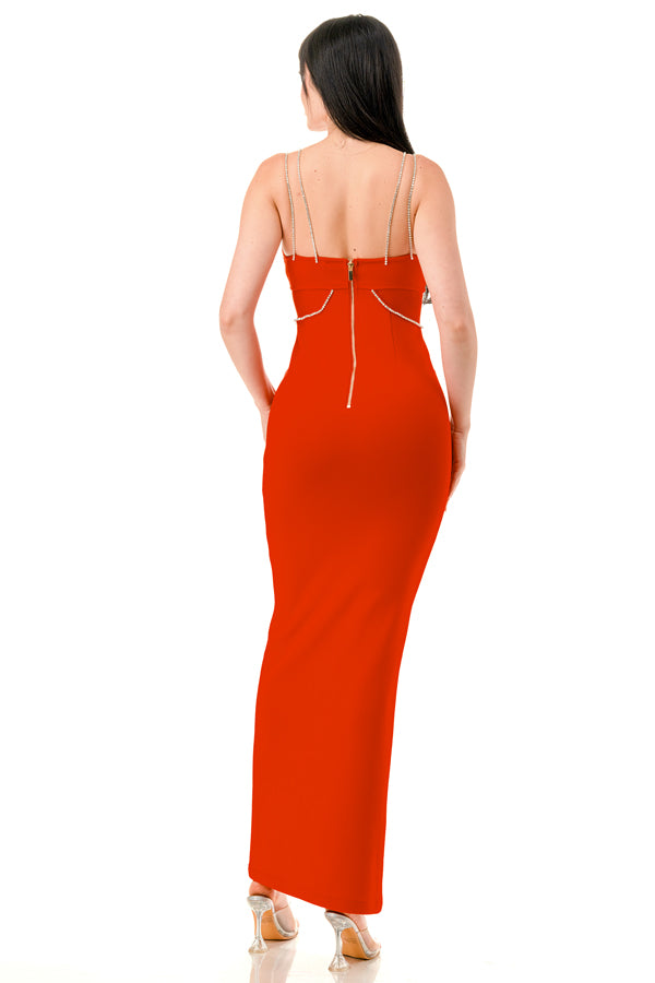 Starlight Temptation Chain Bandage Maxi Dress