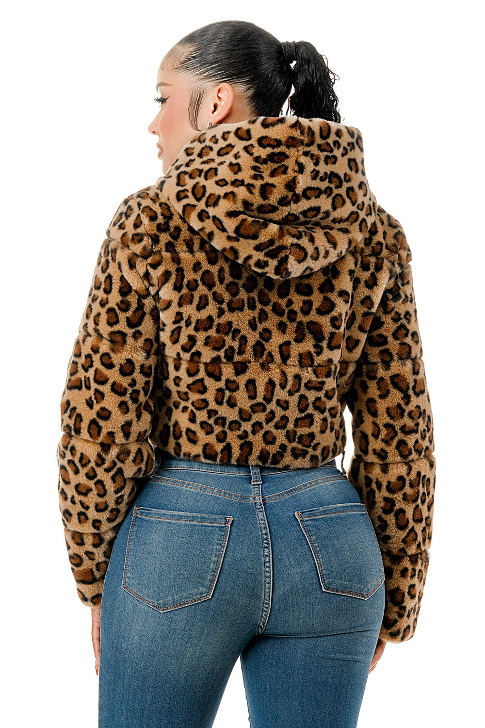 Leopard Luxe Cropped Faux Fur Jacket