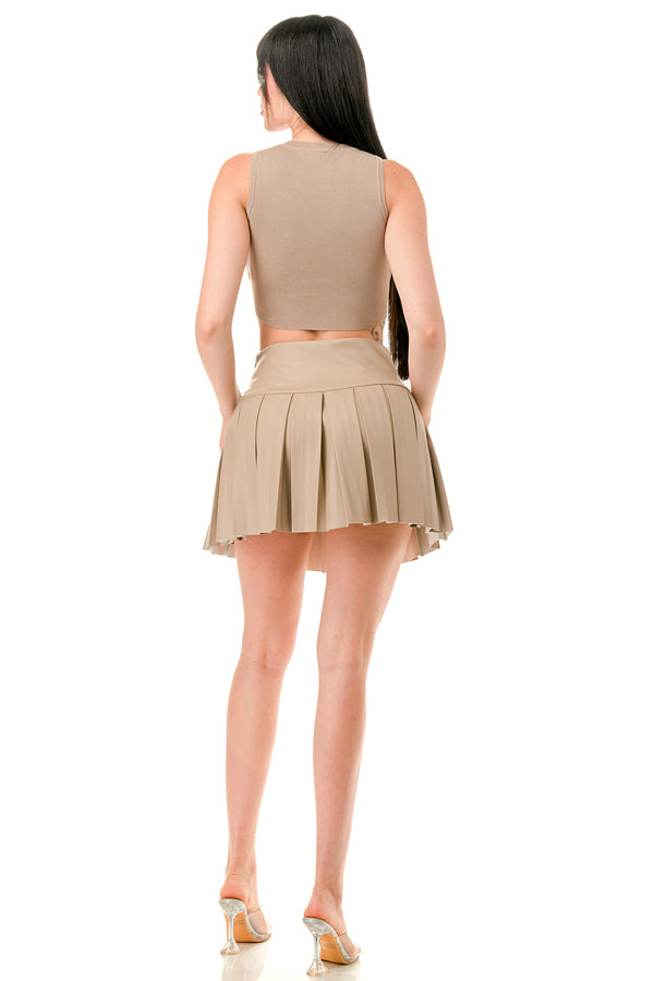 Midnight Rebel Pleated Mini Skirt Set