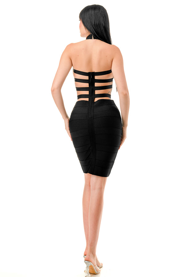 Hot Pursuit Halter Bandage Mini Dress