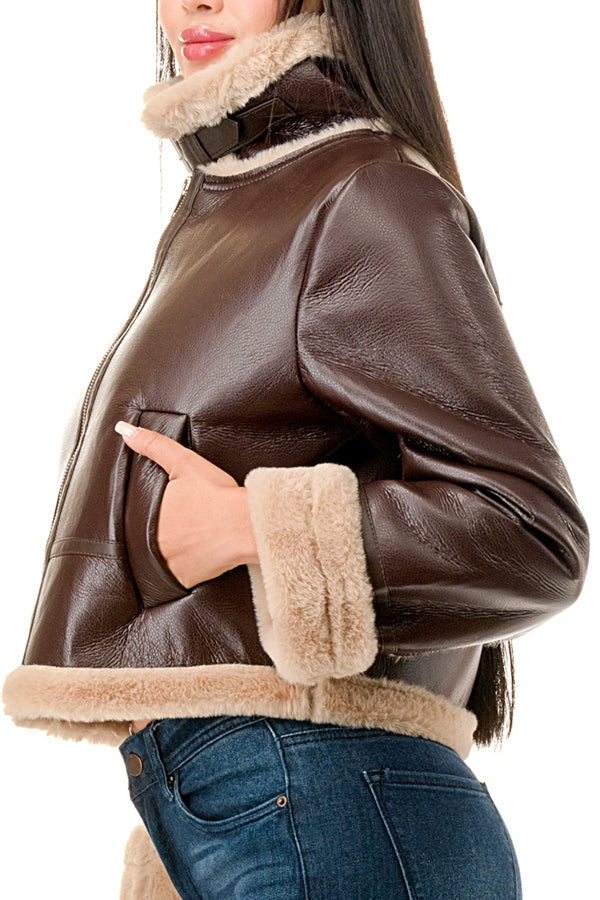 Alpine Muse Faux Shearling Moto Jacket