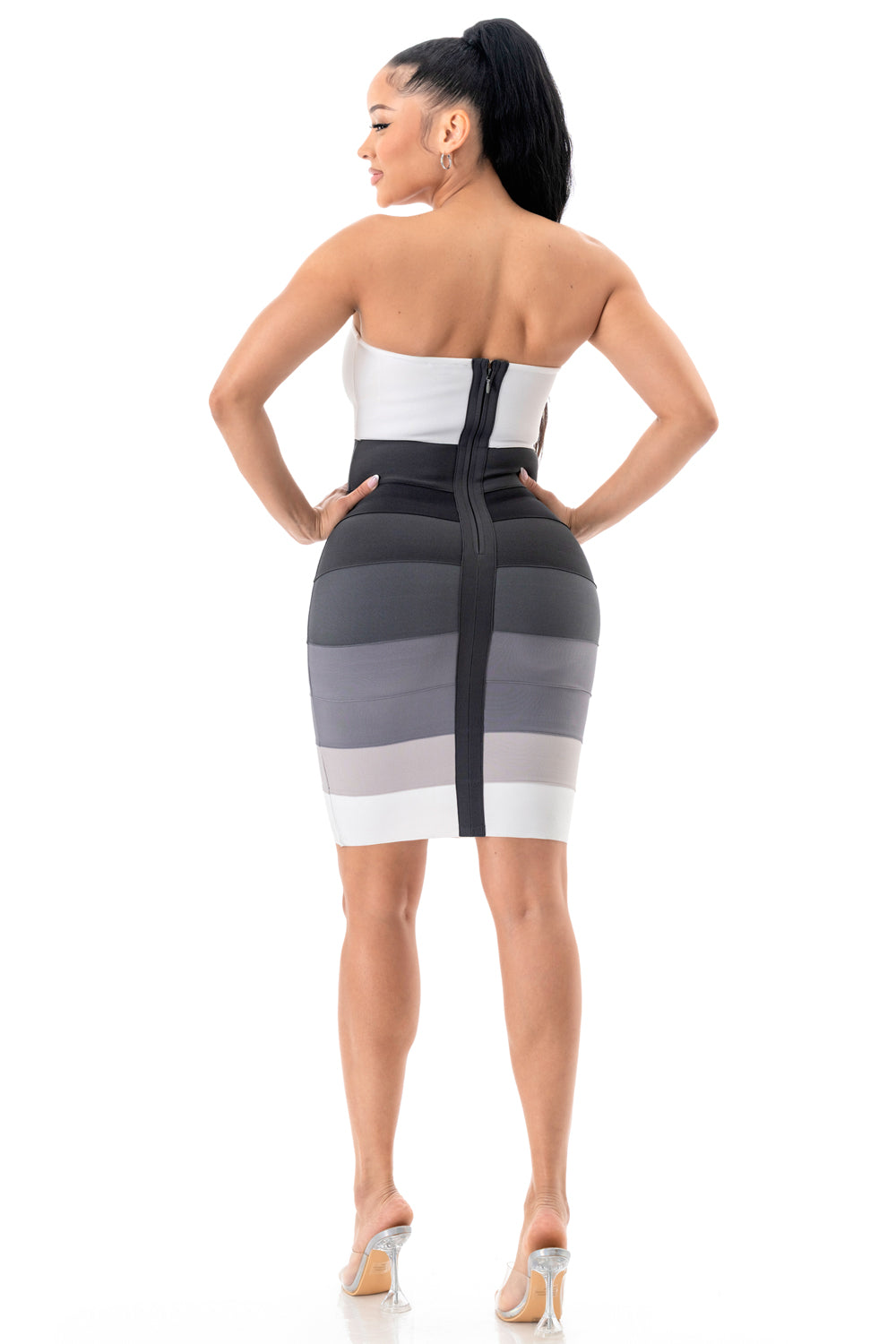 Faded Strapless Bandage Mini Dress