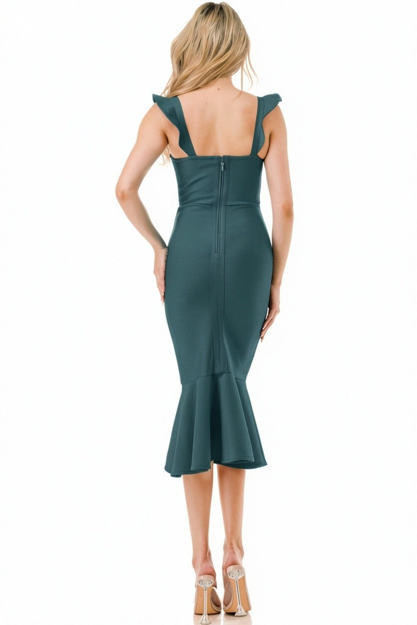 Scarlet Siren Corset Flare Bandage Midi Dress