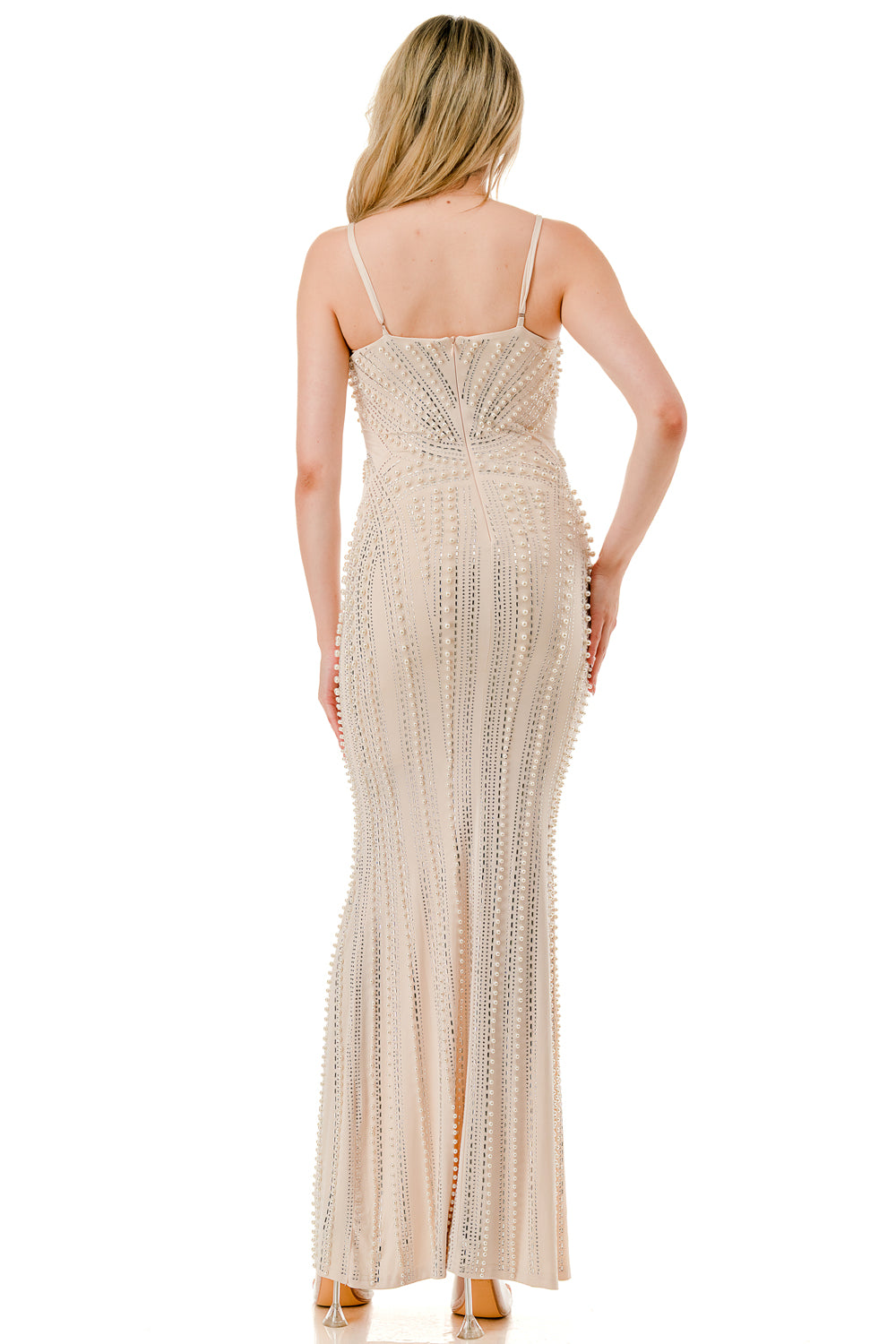 Champagne Stardust Embellished Gown