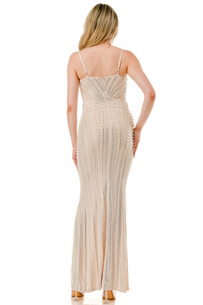 Champagne Stardust Embellished Gown