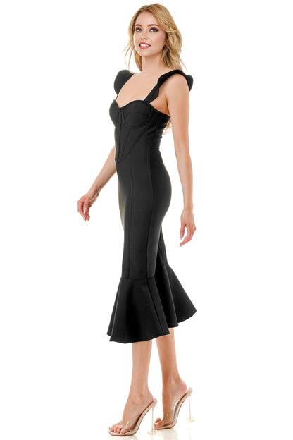 Scarlet Siren Corset Flare Bandage Midi Dress