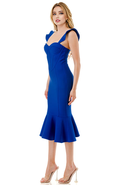 Scarlet Siren Corset Flare Bandage Midi Dress