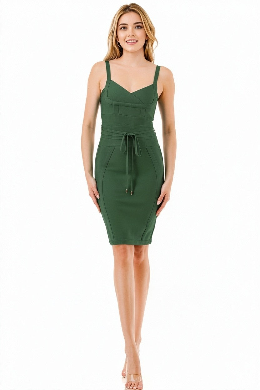 Scarlet Contour Cinch Bandage Midi Dress