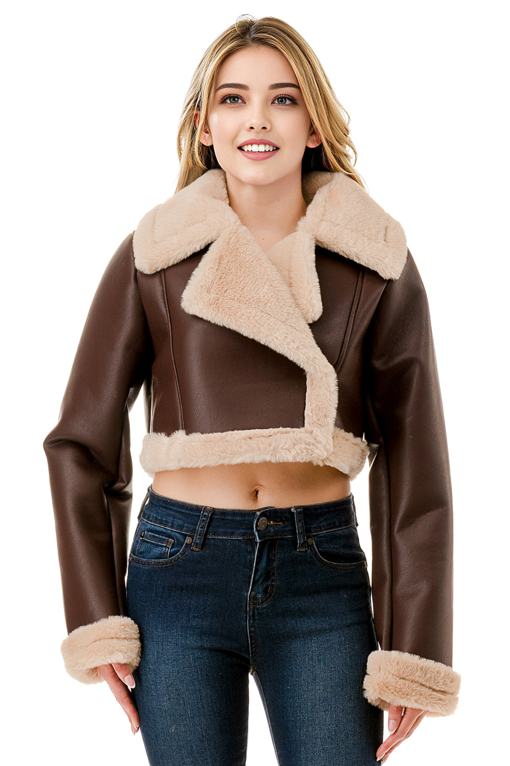 Midnight Chalet Cropped Shearling Jacket