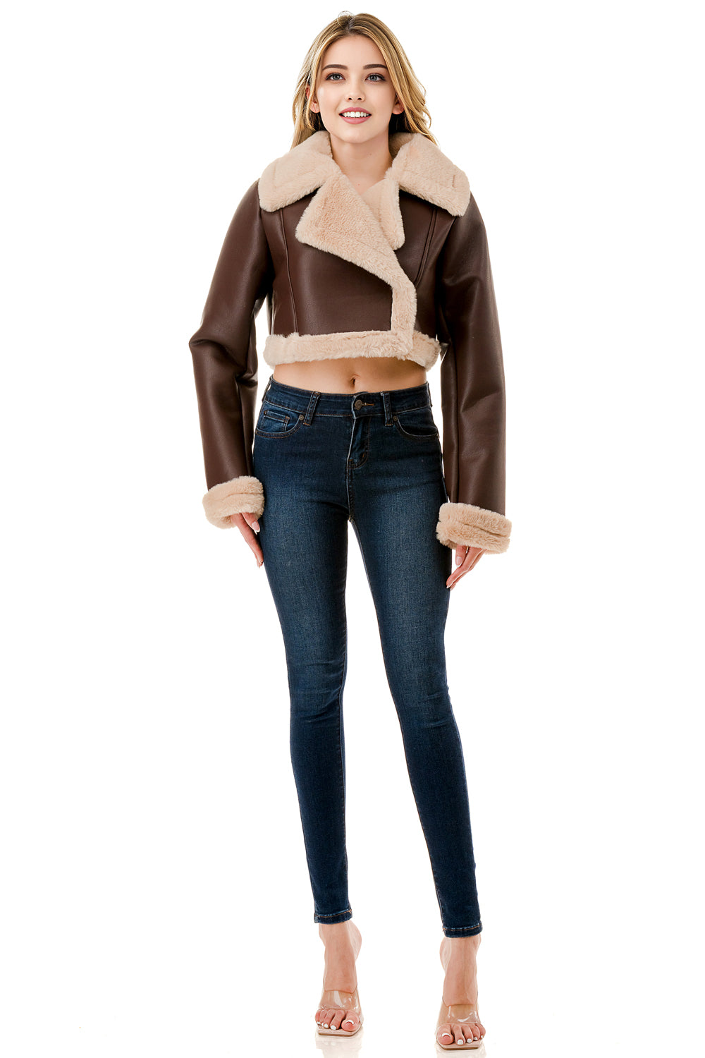 Midnight Chalet Cropped Shearling Jacket
