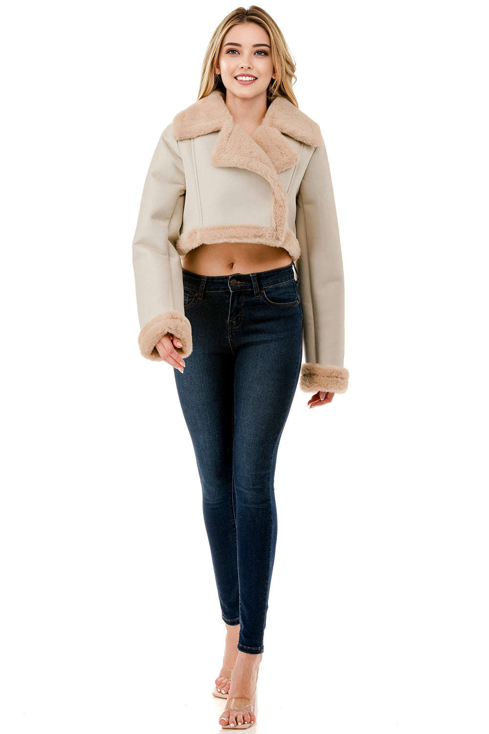 Midnight Chalet Cropped Shearling Jacket