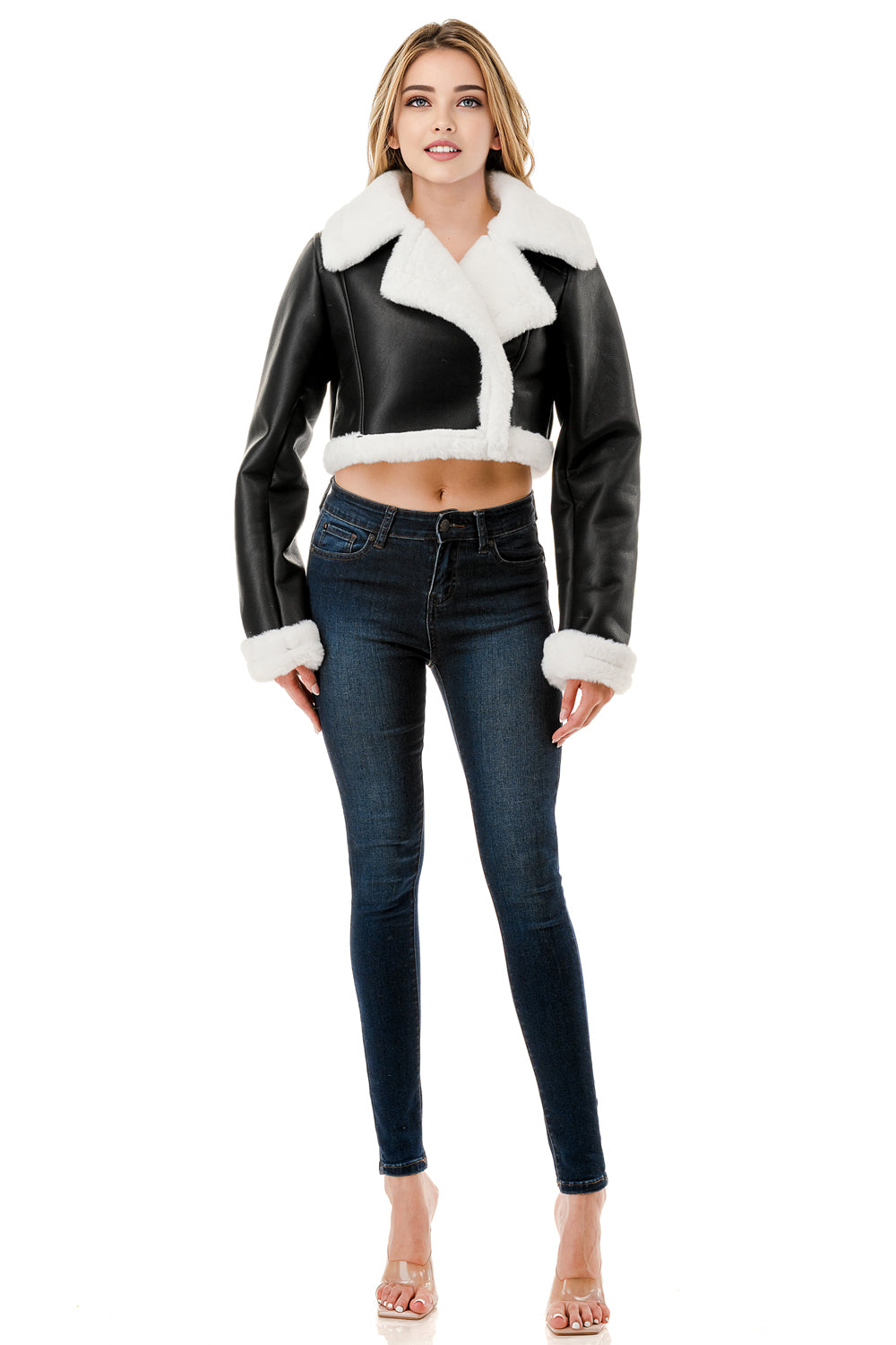 Midnight Chalet Cropped Shearling Jacket
