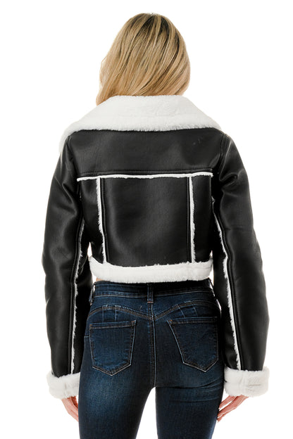 Midnight Chalet Cropped Shearling Jacket