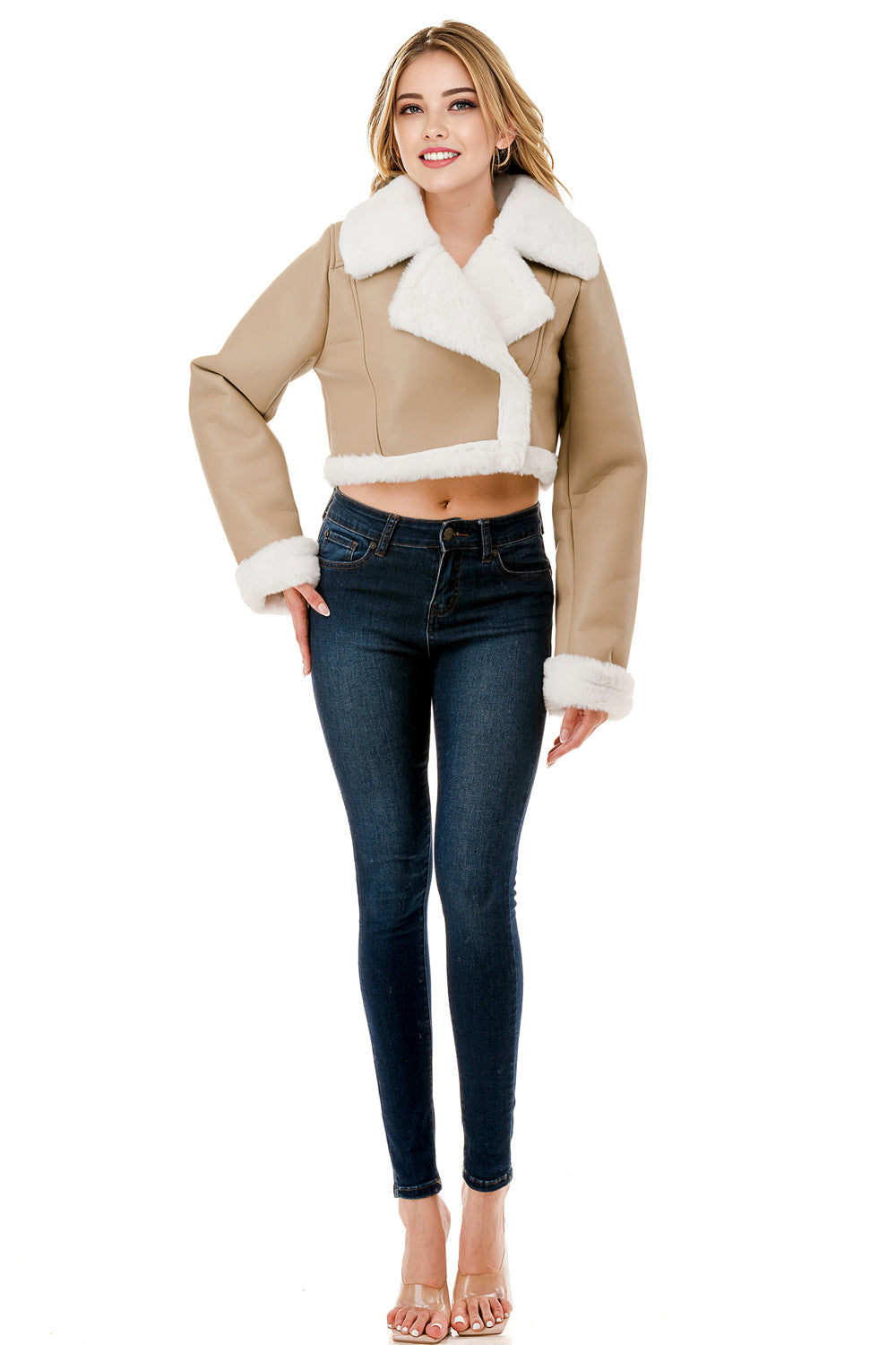 Midnight Chalet Cropped Shearling Jacket