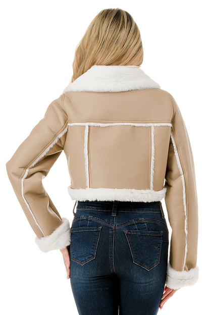 Midnight Chalet Cropped Shearling Jacket