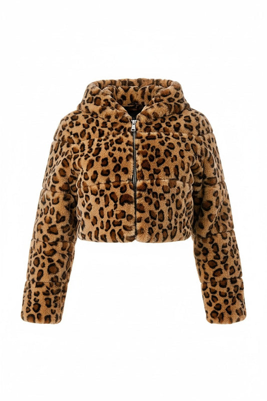 Leopard Luxe Cropped Faux Fur Jacket