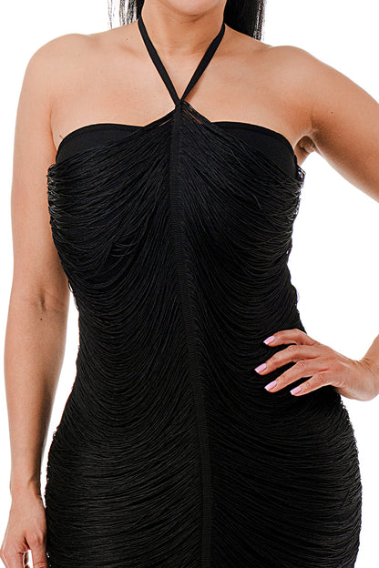Liquid Mirage Halter Bandage Maxi Dress