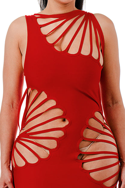 Scarlet Siren Cutout Bandage Midi Dress
