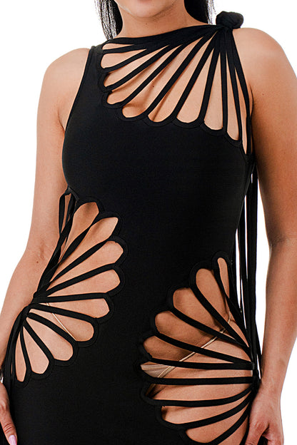 Scarlet Siren Cutout Bandage Midi Dress