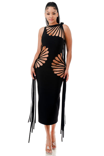 Scarlet Siren Cutout Bandage Midi Dress