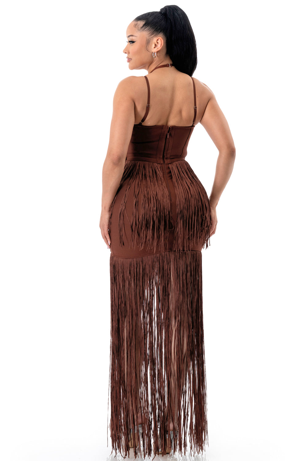 Midnight Rhythm Fringe Bandage Mini Dress