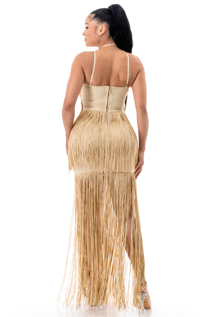 Midnight Rhythm Fringe Bandage Mini Dress