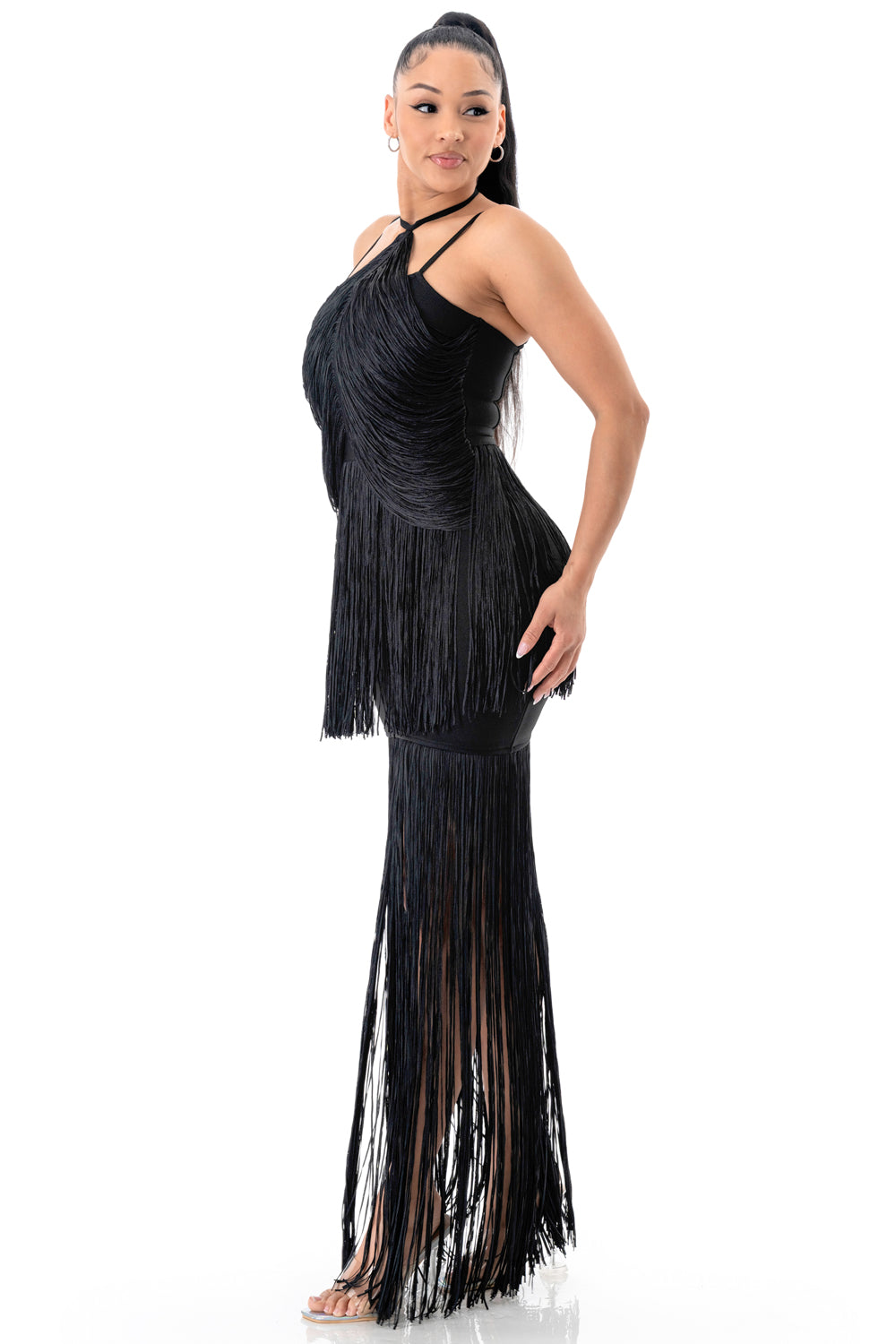 Midnight Rhythm Fringe Bandage Mini Dress