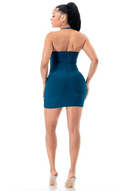 Fringe Halter Bandage Mini Dress