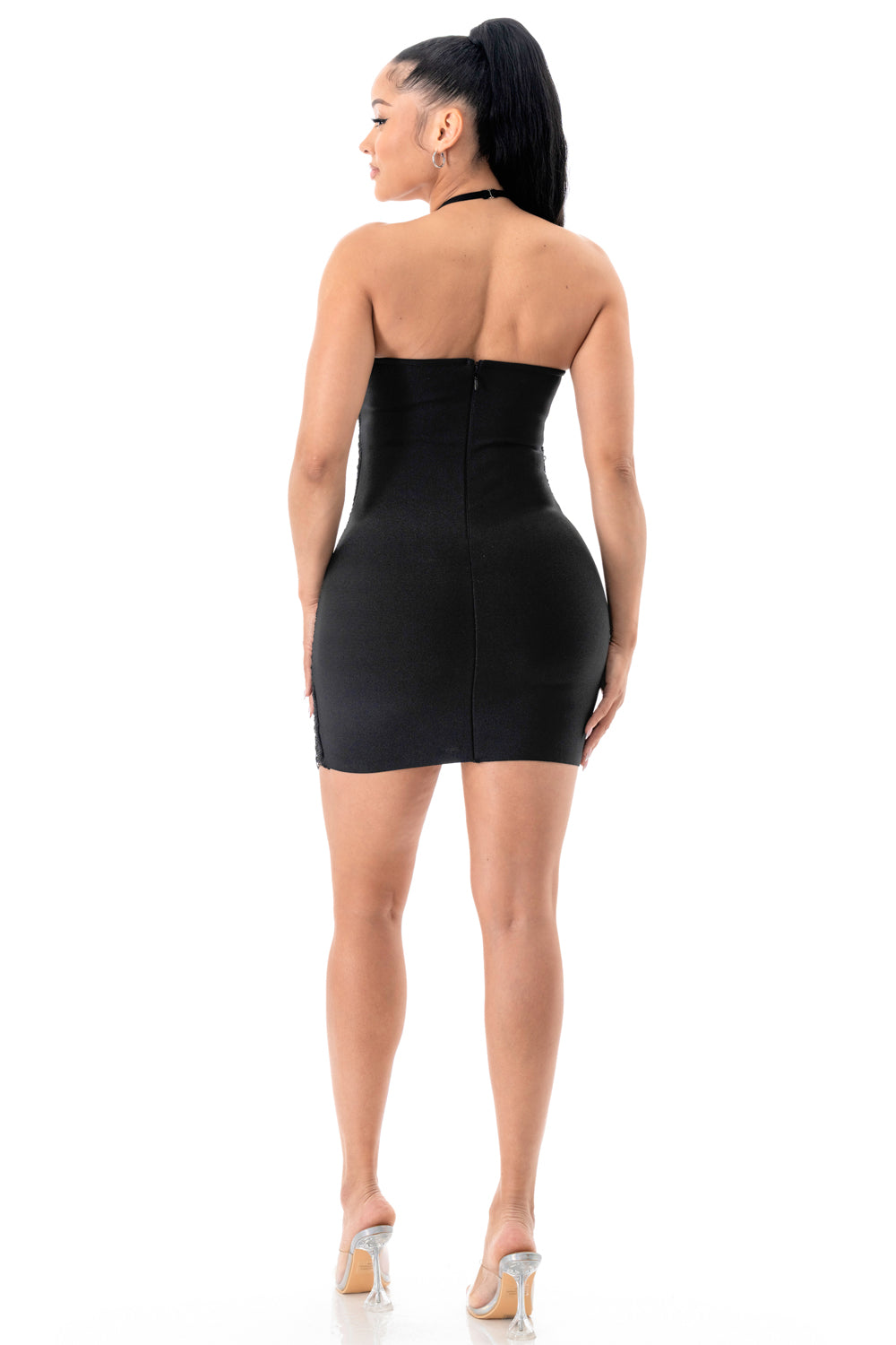 Fringe Halter Bandage Mini Dress