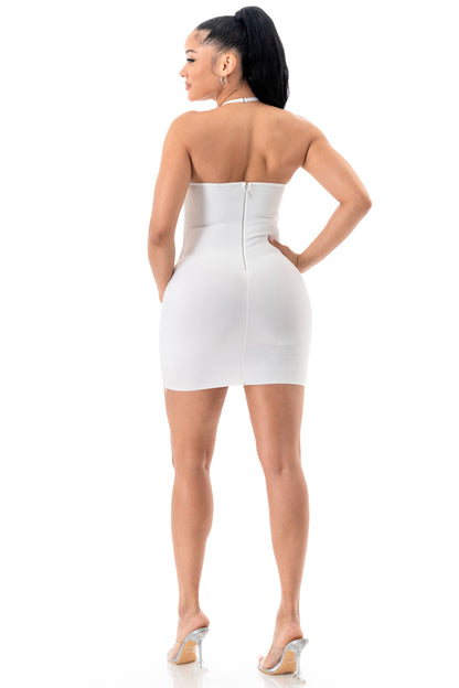 Fringe Halter Bandage Mini Dress