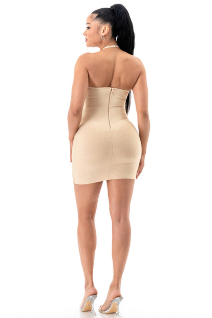 Fringe Halter Bandage Mini Dress
