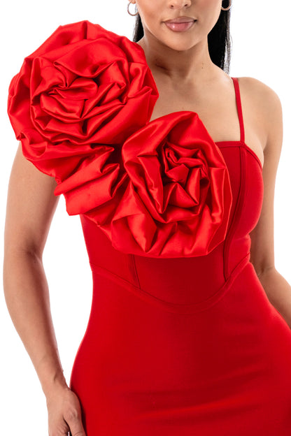 Midnight Muse One-Shoulder Bandage Midi Dress