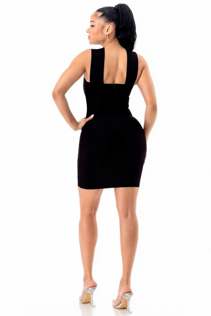 Crush Cross-Halter Bandage Mini Dress
