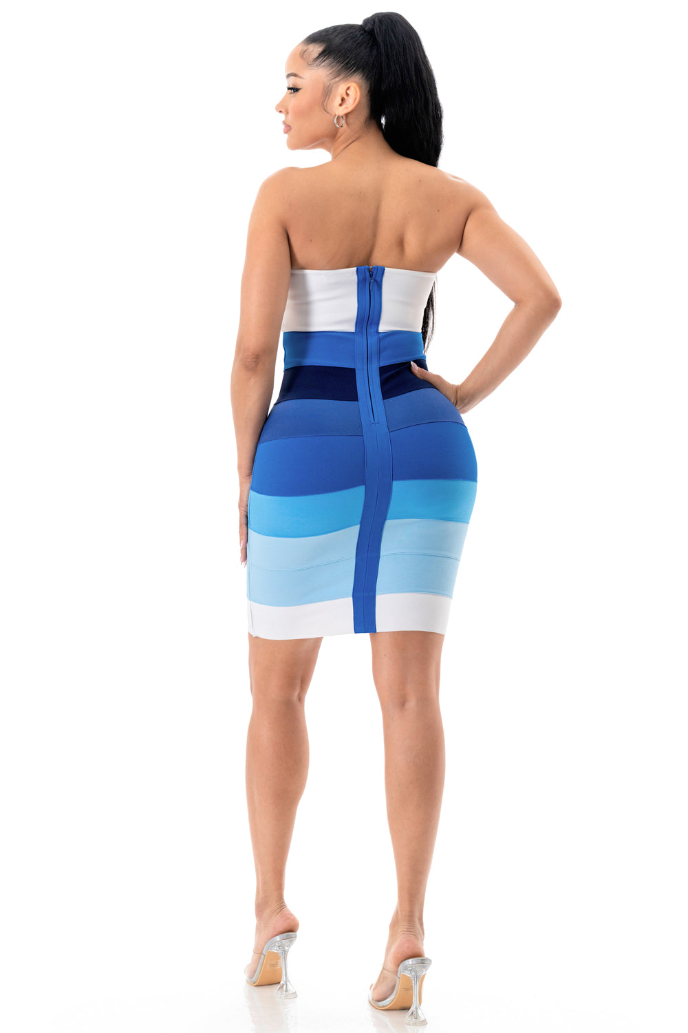 Faded Strapless Bandage Mini Dress