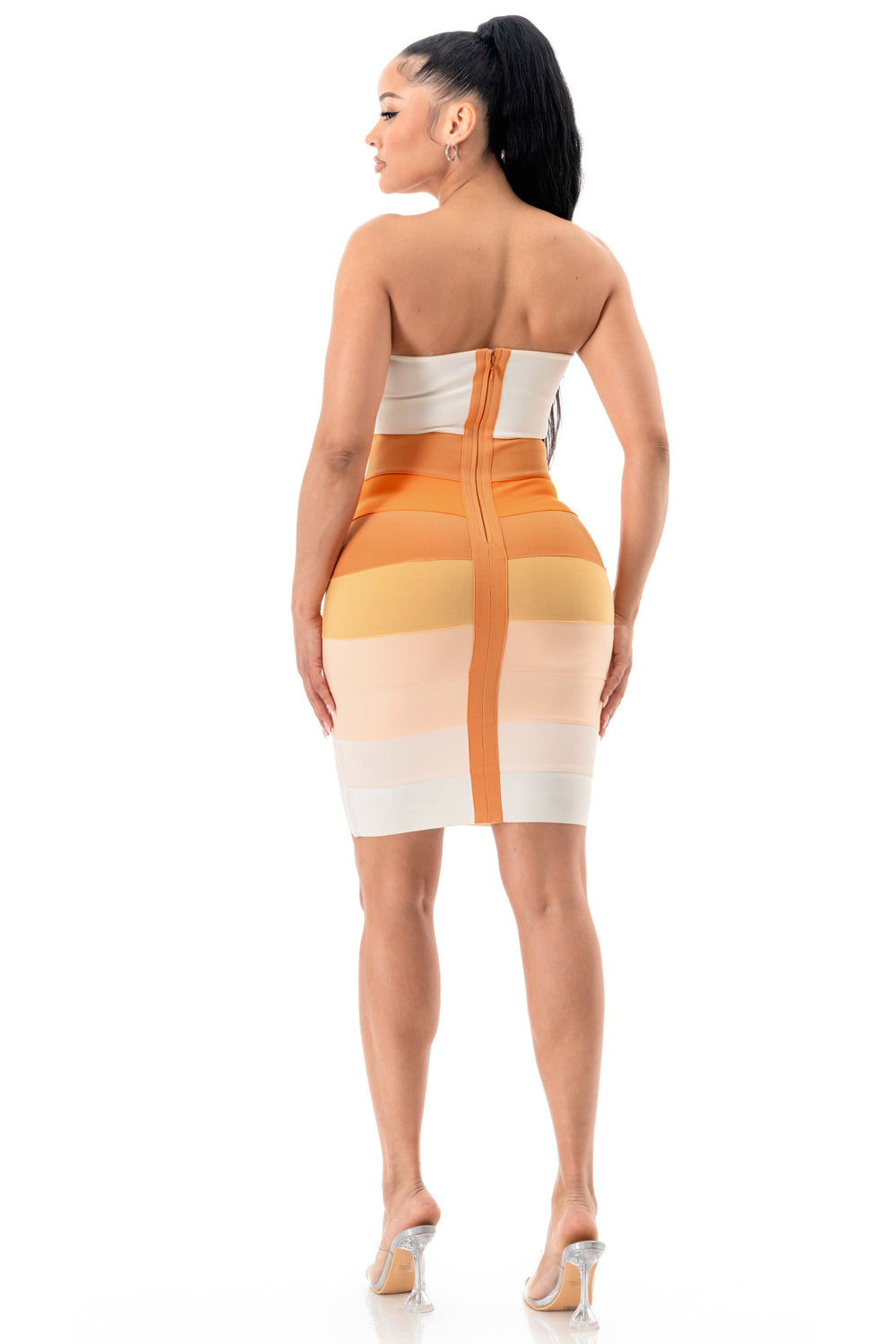 Faded Strapless Bandage Mini Dress