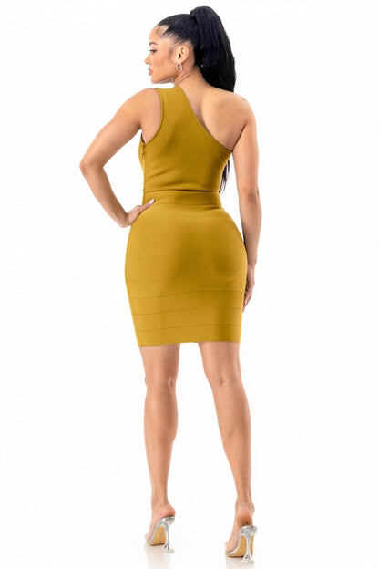 Desire One-Shoulder Bandage Mini Dress