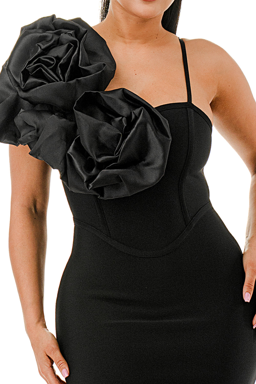 Midnight Muse One-Shoulder Bandage Midi Dress