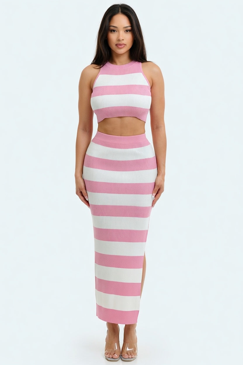Coastal Chic Ribbed Skirt Set