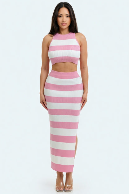 Coastal Chic Ribbed Skirt Set