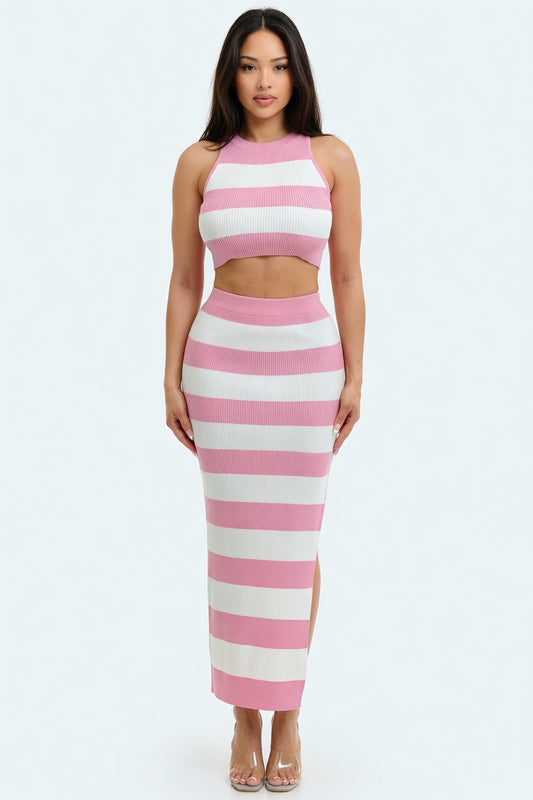 Coastal Chic Ribbed Skirt Set