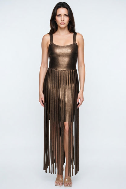 Mirage Fringe Illusion Bandage Mini Dress