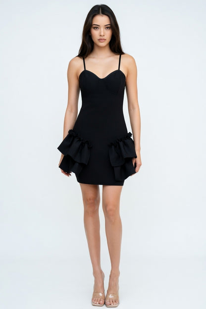 Night Ruffle Bandage Mini Dress
