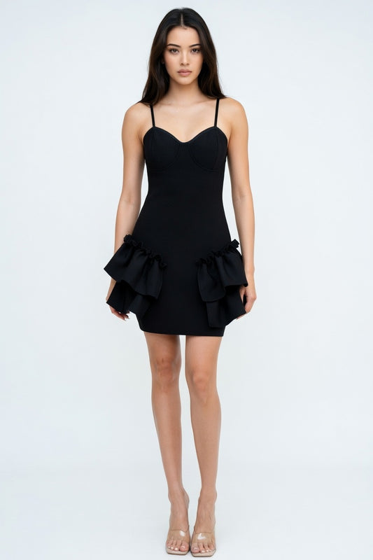 Night Ruffle Bandage Mini Dress