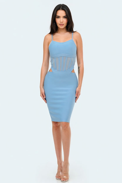 Midnight Illusion Corset Bandage Mini Dress