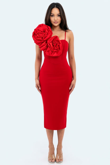 Midnight Muse One-Shoulder Bandage Midi Dress