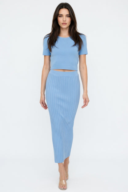 Midnight Sculpt Knit Skirt Set