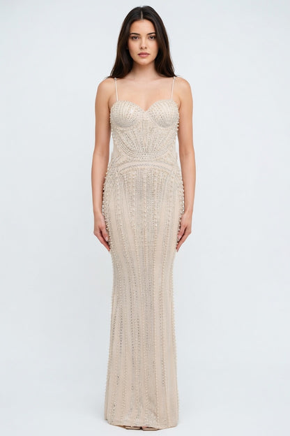 Champagne Stardust Embellished Gown